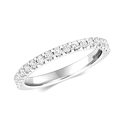 4 Prong Round Glimmer Half Eternity Engagement Rings