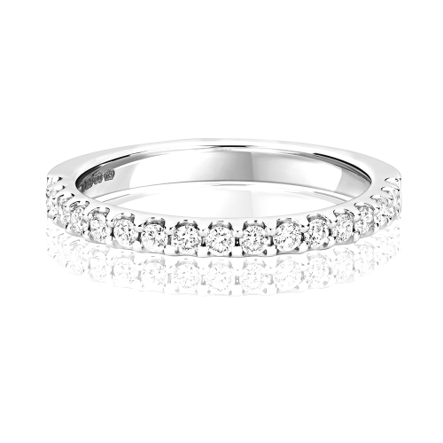 4 Prong Round Glimmer Half Eternity Engagement Rings