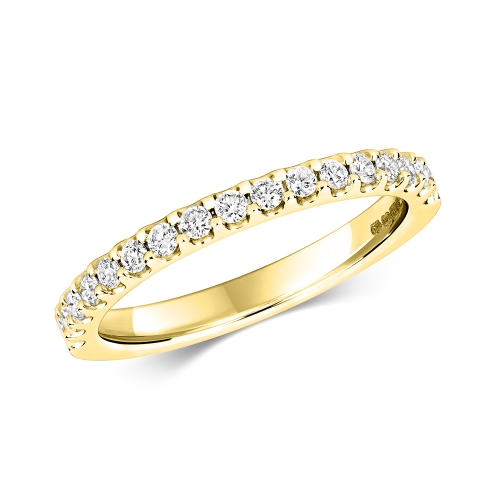 4 Prong Round Yellow Gold Glimmer Eternity Engagement Rings