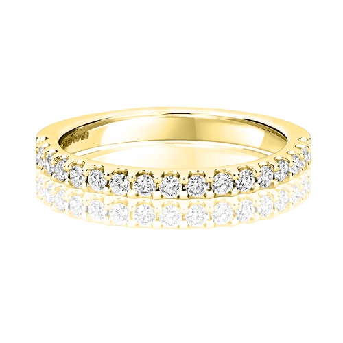 4 Prong Round Yellow Gold Glimmer Eternity Engagement Rings