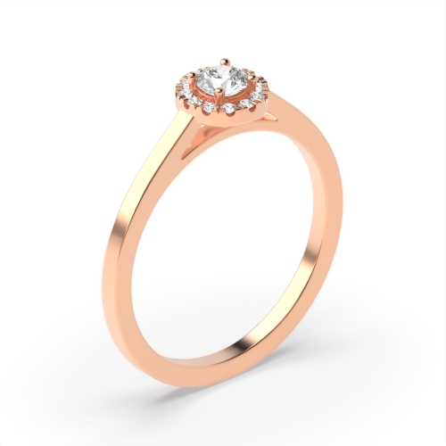 4 Prong Round Rose Gold Small halo Engagement Rings