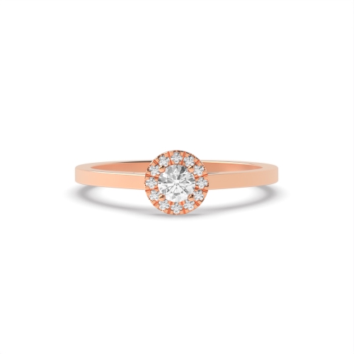 4 Prong Round Rose Gold Small halo Engagement Rings