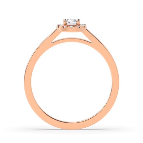 4 Prong Round Rose Gold Small halo Engagement Rings