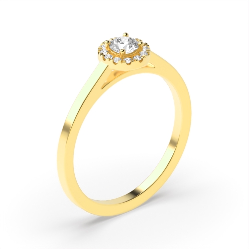 4 Prong Round Yellow Gold Small halo Engagement Rings
