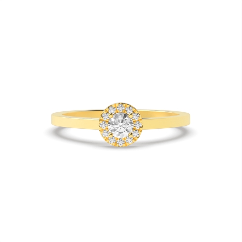 4 Prong Round Yellow Gold Small halo Engagement Rings