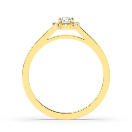 4 Prong Round Yellow Gold Small halo Engagement Rings
