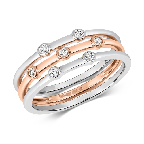 Buy Bezel Setting Tri Gold Of Round Diamond Ring - Abelini