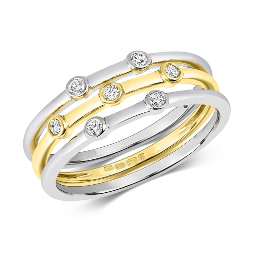 Buy Bezel Setting Tri Gold Of Round Diamond Ring - Abelini