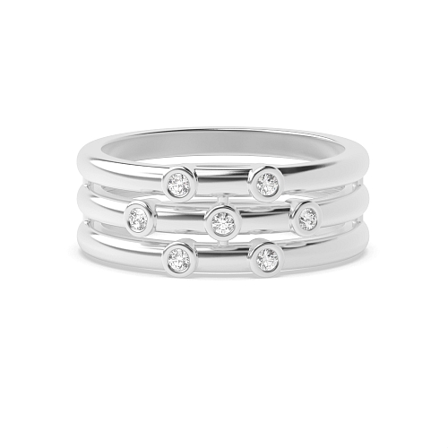 Bezel Setting Round 3 row Eternity Diamond Rings