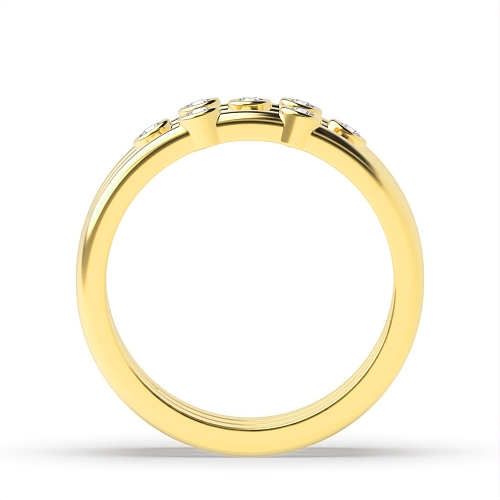 Bezel Setting Round Yellow Gold 3 row Eternity Diamond Rings