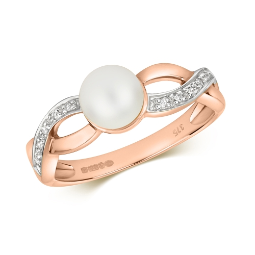 Pave Setting Round Rose Gold Freshwater Lab Grown Diamond Engagement Rings