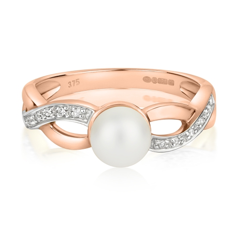 Pave Setting Round Rose Gold Freshwater Lab Grown Diamond Engagement Rings