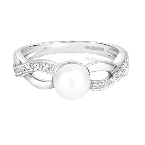 Pave Setting Round Freshwater Lab Grown Diamond Engagement Rings