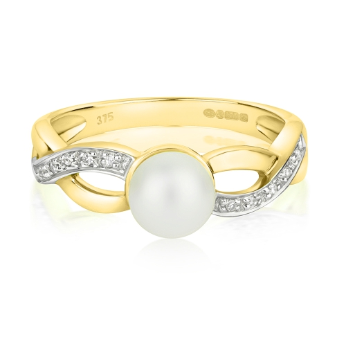 Pave Setting Round Yellow Gold Freshwater Lab Grown Diamond Engagement Rings