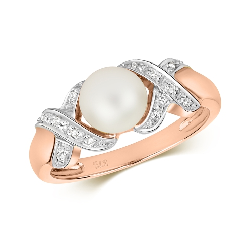 Pave Setting Round Rose Gold Freshwater crossover Lab Grown Diamond Engagement Rings