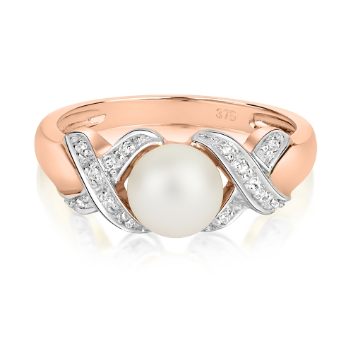 Pave Setting Round Rose Gold Freshwater crossover Lab Grown Diamond Engagement Rings