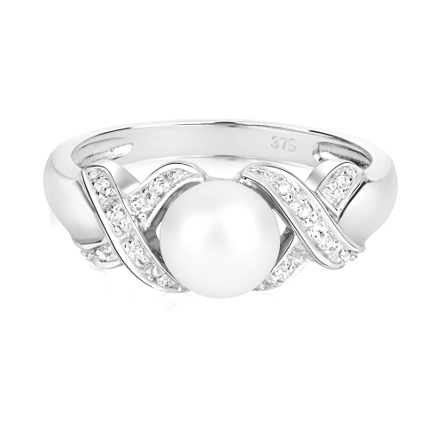 Pave Setting Round Freshwater crossover Lab Grown Diamond Engagement Rings