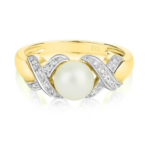 Pave Setting Round Yellow Gold Freshwater crossover Lab Grown Diamond Engagement Rings
