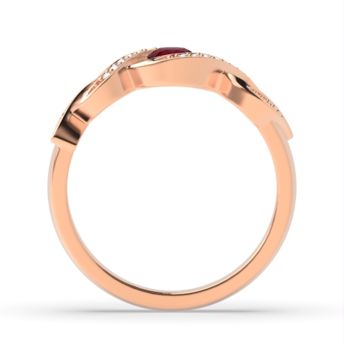 Pave Setting Round Rose Gold Trilogy cross designed Lab Grown Diamond Engagement Rings