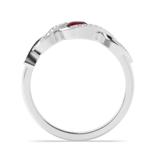 Pave Setting Round Trilogy cross designed Ruby Engagement Rings