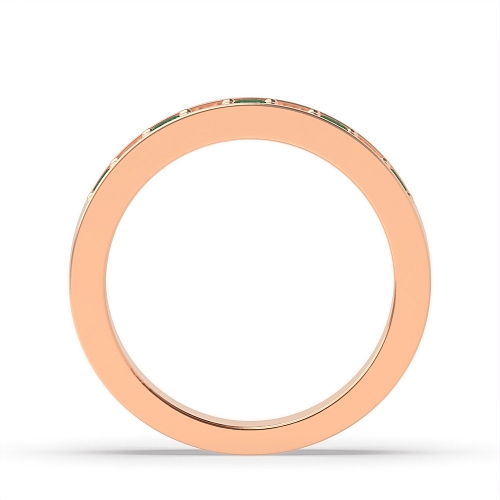Pave Setting Round Rose Gold Gemstone with diamond Eternity Engagement Rings
