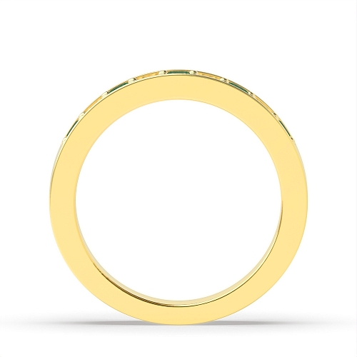 Pave Setting Round Yellow Gold Gemstone with diamond Eternity Engagement Rings