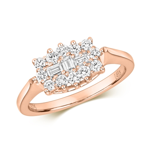 Buy Prong Setting Round And Baguette Cut Diamond Rings - Abelini