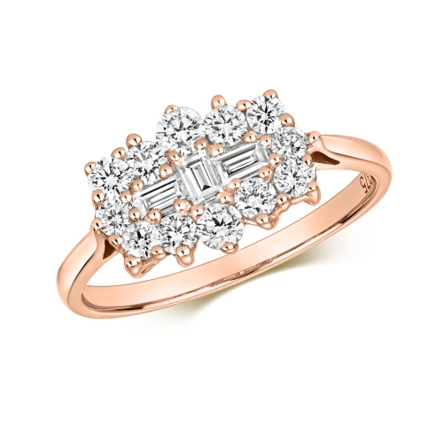 Buy Prong Setting Round And Baguette Diamond Ring - Abelini