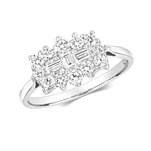 Pave Setting Round White Gold Cluster Diamond Rings
