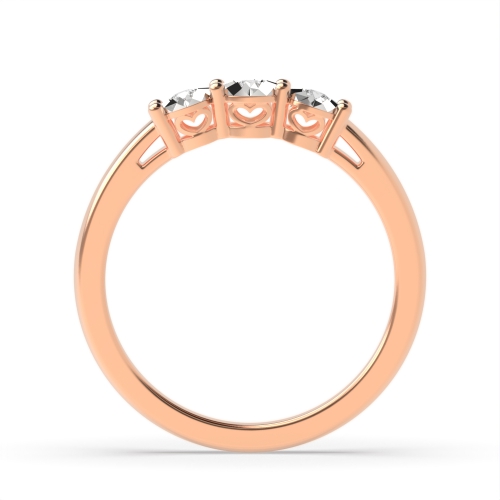 4 Prong Round Rose Gold Illusion delicate Trilogy Engagement Rings