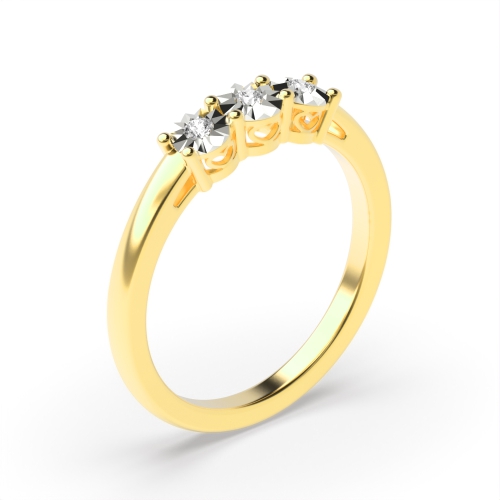 4 Prong Round Yellow Gold Illusion delicate Engagement Rings