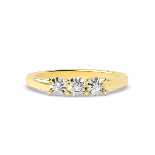 4 Prong Round Yellow Gold Illusion delicate Engagement Rings