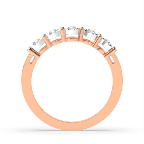 4 Prong Round Rose Gold Five stone shared prongs Diamond Rings