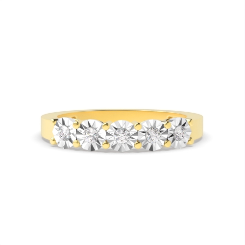 4 Prong Round Yellow Gold Five Stone Diamond Ring