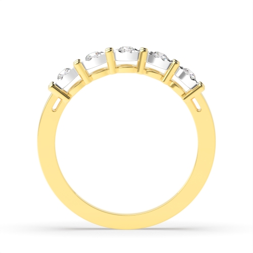 4 Prong Round Yellow Gold Five Stone Diamond Ring