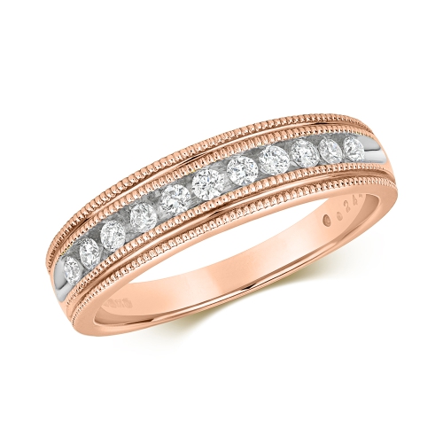 Channel Setting Round Rose Gold Spark Eternity Engagement Rings