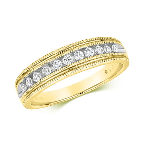 Channel Setting Round Yellow Gold Spark Eternity Engagement Rings