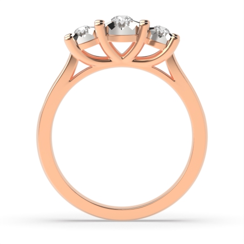 4 Prong Round Rose Gold Illusion shoulder set Trilogy Engagement Rings