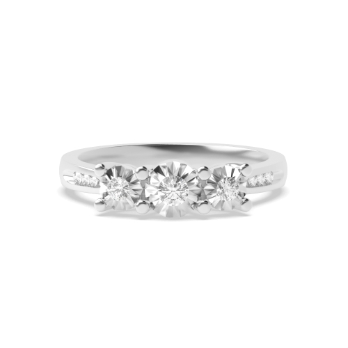 4 Prong Round Platinum Illusion shoulder set Trilogy Engagement Rings