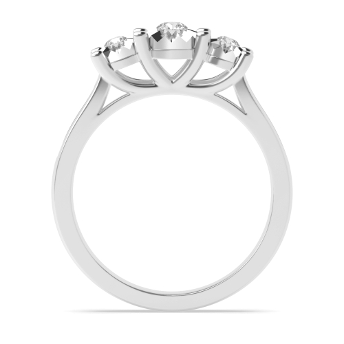 4 Prong Round Platinum Illusion shoulder set Trilogy Engagement Rings
