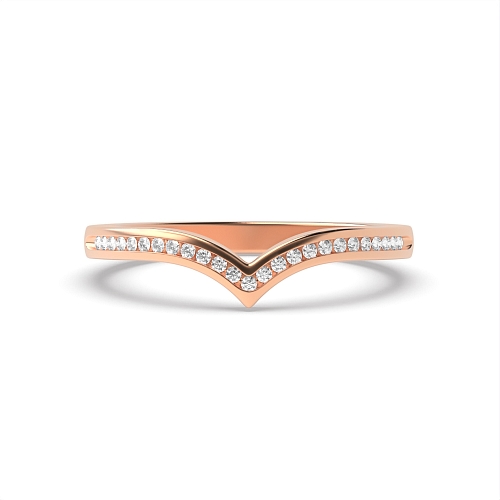 Channel Setting Round Rose Gold Wishbone petit Eternity Wedding Rings & Bands