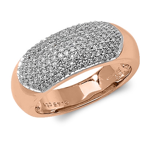 Pave Setting Round Rose Gold Topaz curb Diamond Rings