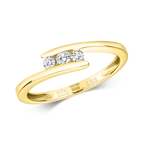 Buy 3 Stone Crossover Round Diamond Ring Uk - Abelini