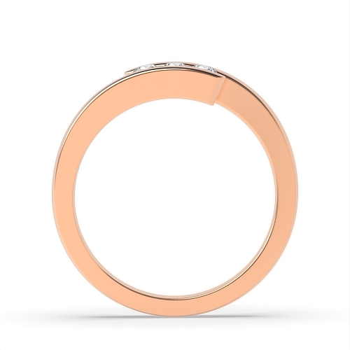 Channel Setting Round Rose Gold Crossover Trilogy Engagement Rings