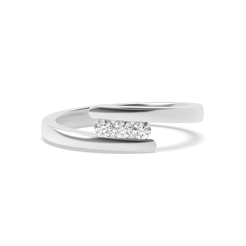 Channel Setting Round Platinum Crossover Trilogy Engagement Rings