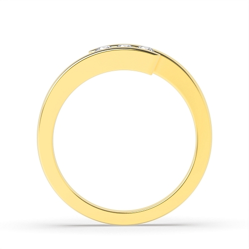Channel Setting Round Yellow Gold Crossover Trilogy Engagement Rings