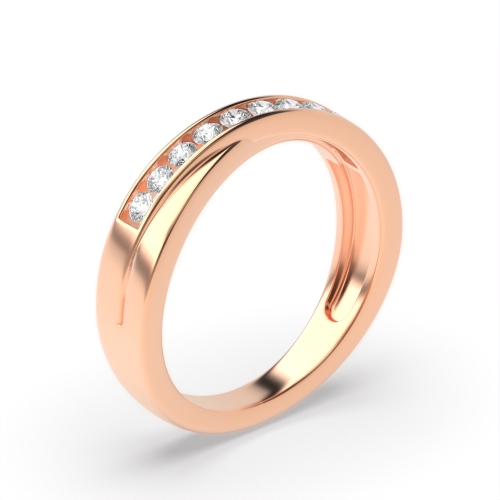 Channel Setting Round Rose Gold Crossover Eternity Wedding Rings & Bands