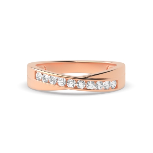 Channel Setting Round Rose Gold Crossover Eternity Wedding Rings & Bands