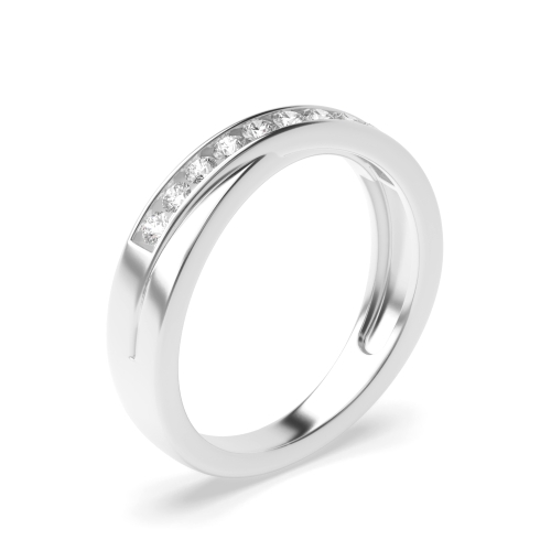Channel Setting Round Crossover Eternity Wedding Rings & Bands