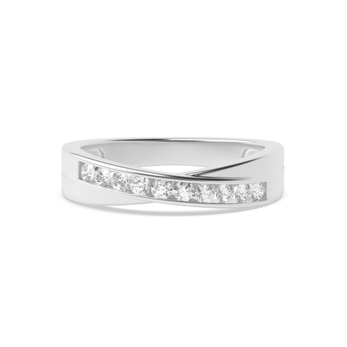 Channel Setting Round Crossover Eternity Wedding Rings & Bands